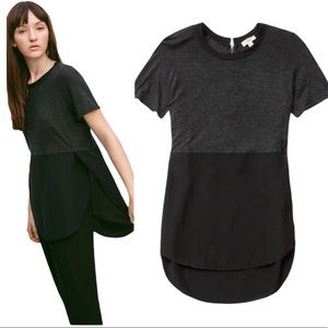 ARITZIA WILFRED CAPUCINE Tunic Blouse/Top With Back Keyhole Black/Grey Size XS